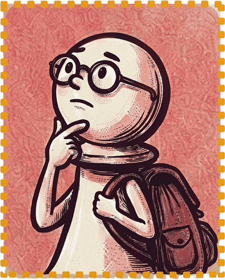 Personaje de Ajedreceando pensando