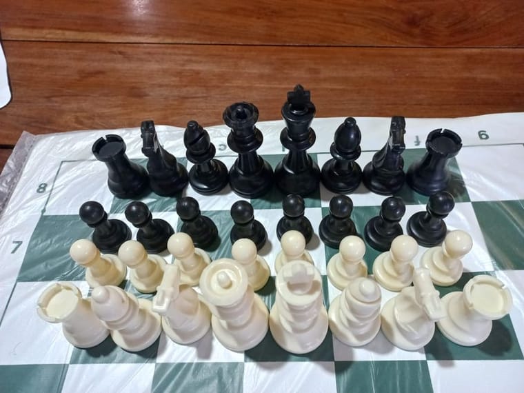 Tablero de lona con piezas de torneo